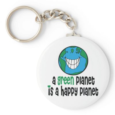 A Green Planet is a Happy Planet Keychain by GardenObsessions