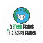 A Green Planet is a Happy Planet Stickers