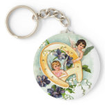 A Happy Birthday Cherub Greeting keychains