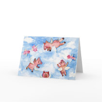 a Happy Herd of Flying Pigs CARD