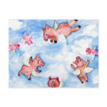 a Happy Herd of Flying Pigs Postcard