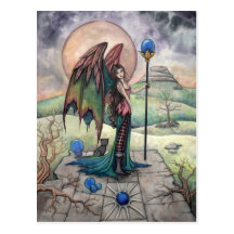 A Harvest Moon Fantasy Gothic Fairy Art Postcard