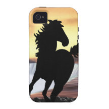 A horse silhouette and waterfall iPhone 4 case