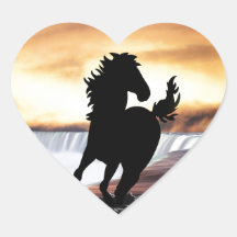 A horse silhouette and waterfall stickers