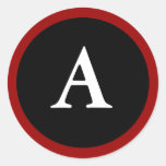 A : Initial A Letter A Red, White & Black Sticker