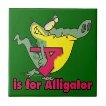 A is for Alligator silly gator letter cartoon Tile