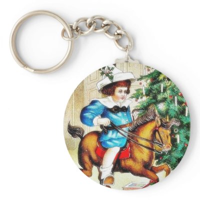 A kid playing on a horse ride on a toy infront of keychain by RememberChristmas