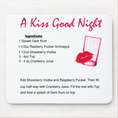 a kiss goodnight 3 mouse mat by DrinksOnMe