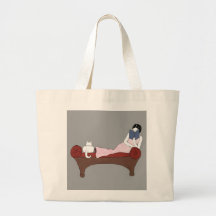 A Lady, A Cat and A Very Good Book Tote Bag