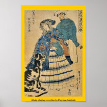 A lady playing accordion by Utagawa,Sadahide Posters