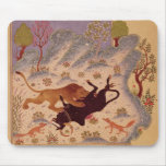A Lion Attacking and Killing a Bull Mouse Pad