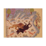 A Lion Attacking and Killing a Bull Post Card