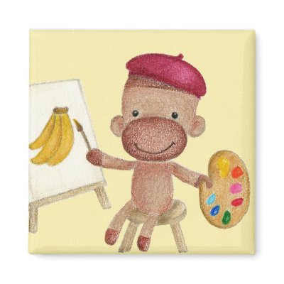 A Little Artist Socky the Sock Monkey Magnet by Princess_Monkey