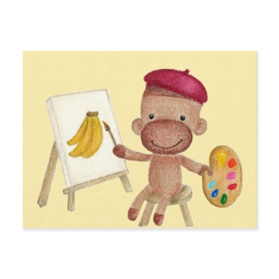 A Little Artist Socky the Sock Monkey Postcard by Princess_Monkey