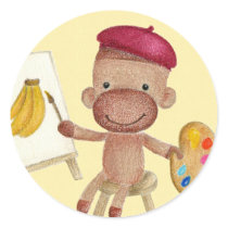 A Little Artist Socky the Sock Monkey Sticker