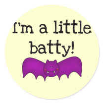 A Little Batty Halloween T-shirts and Gifts Round Stickers
