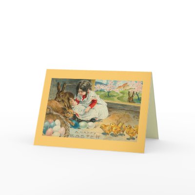 A Little Girl and Her Bunnies Easter Card by MyOtherPlanet
