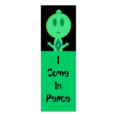 A Little Green Man, Mini Bookmarks Business Card Templates by SeaAngel