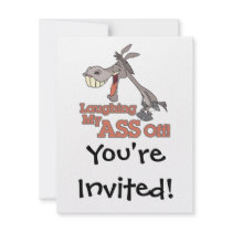 a LMAO laughing my ass off funny donkey cartoon Personalized Invitations