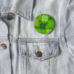 A Lot of Green Four Leaf Lucky Clovers Pin