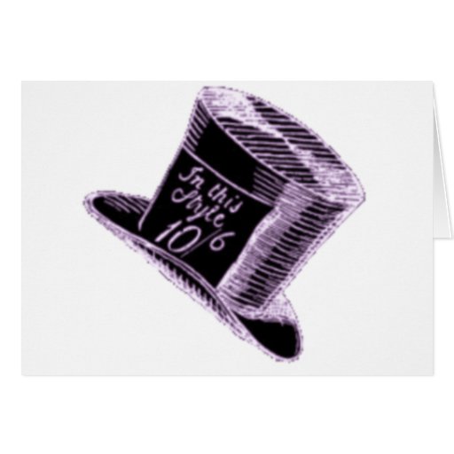 A Mad Hatter Hat in Black with Purple Tint Greeting Card