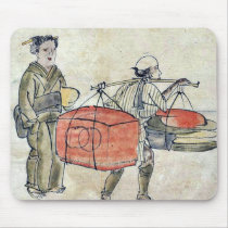 A man carrying a shoulder pole with a trunk mousepads