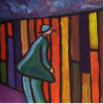 A MAN LOOKING THROUGH A HOLE IN THE FENCE PHOTO CUT OUT