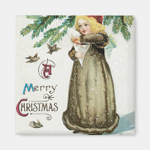 "A Merry Christmas" Girl Magnet