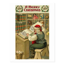A Merry Christmas Santa in Workshop Card Post Cards