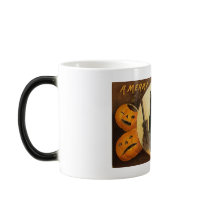 A Merry Halloween Cat and Pumpkins Card Mug