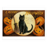 A Merry Halloween Cat Card Postcard