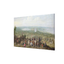A Military Encampment with Militia on Horses, Troo Stretched Canvas Prints