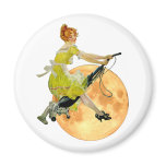 A Modern Witch flies on Vacuum Cleaner to the Moon magnets