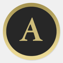 A :: Monogram A Elegant Gold and Black Sticker