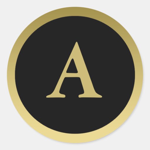 A :: Monogram A Elegant Gold and Black Sticker