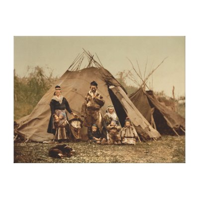 A Norwegian Lapp Family in Norway from 1890 Canvas Print by wallarts
