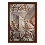 A Painter Draws A Fool With Glasses By Füssli Joha Greeting Card