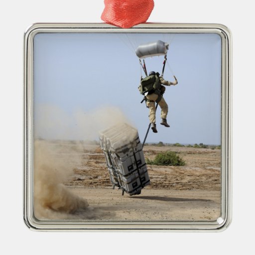 A pararescueman drops into the zone christmas ornament