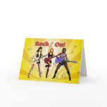 A party invitation with a girl band greeting card