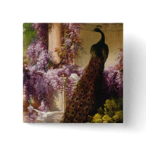A Peacock and Doves in a Garden Print Pins
