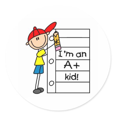 A Plus Kid Round Sticker by stick_figures