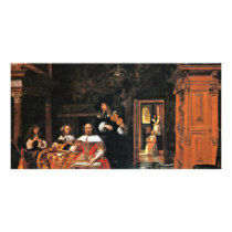 A Portrait Of A Musician Family By Hooch Pieter De Customized Photo Card