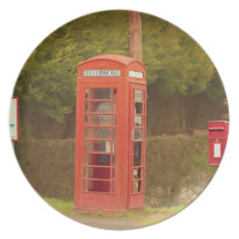 A Post Box, A Telephone Box and a Bus Stop Dinner Plates