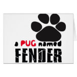 A Pug Named Fender Logo Greeting Cards