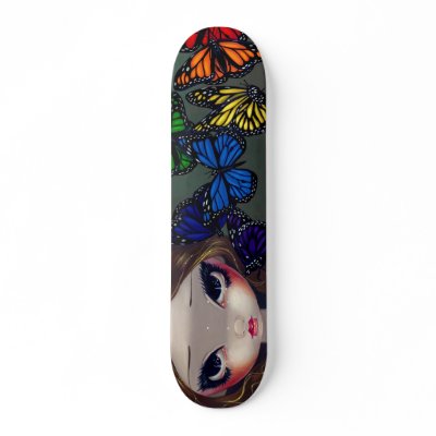 A Rainbow Of Butterflies Fairy Skateboard by strangeling