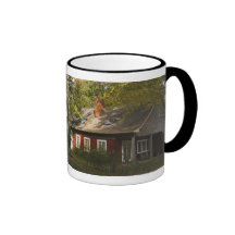 A Red Log Home Coffee Mugs