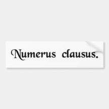 A restricted number bumper sticker