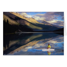 A rower on Banff Lake in the Canada MR) Greeting Cards