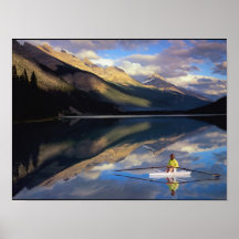A rower on Banff Lake in the Canada MR) Posters