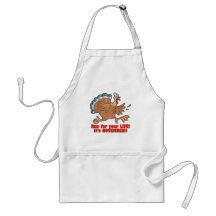 a run for life funny turkey aprons